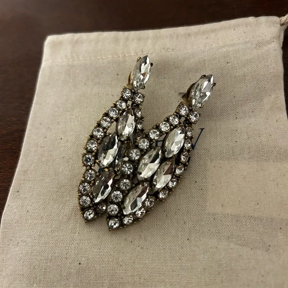 J. Crew Silver Crystal Drop Earrings - Picture 1 of 4